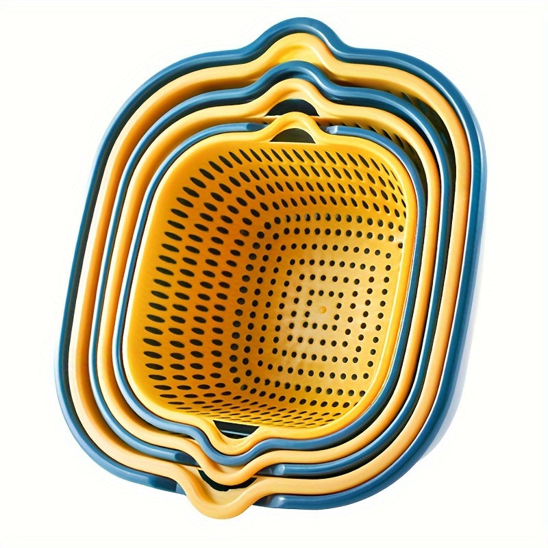 6pcs Kitchen Strainer Double Drain Basket Colander Plastic Dishwashing Bowl Fruit And Vegetable Dishwashing Basket Restaurant Kitchen Special.