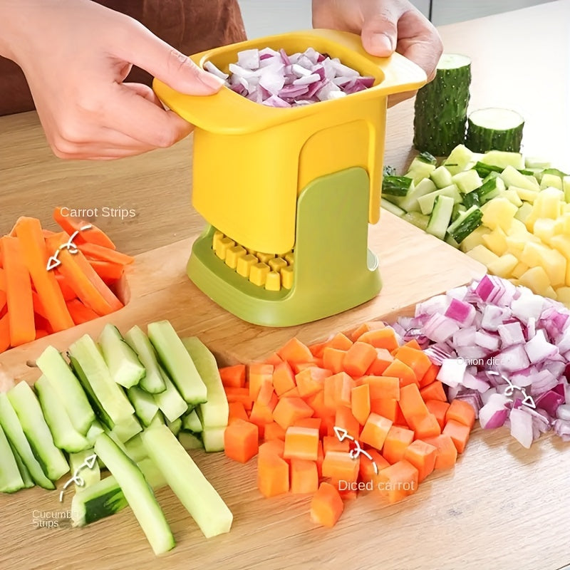 Multi-Function Manual Vegetable Chopper & French Fry Cutter - Durable Stainless Steel and Plastic, Easy-Clean Detachable Design with Large Capacity Storage - Perfect for Onions, Carrots, Potatoes & More - Ideal Kitchen Tool f