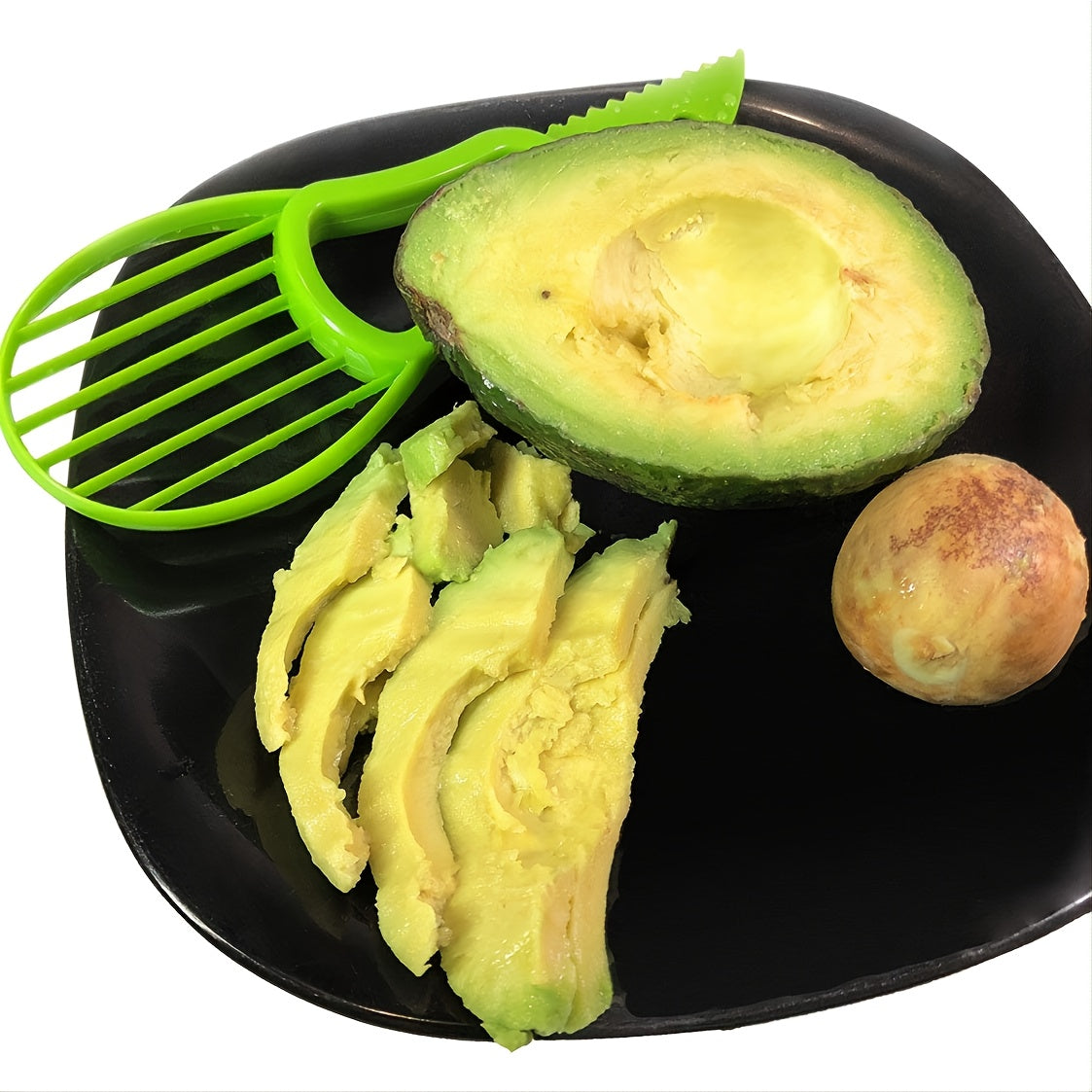 1pc 3-in-1 Avocado Slicer, Shea Corer & Butter Spreader - Green Plastic Kitchen Tool for Effortless Avocado Prep, Food-Safe Vegetable Cutter with Pulp Separator, Perfect for Salads & Sandwiches, Avocado Gifts