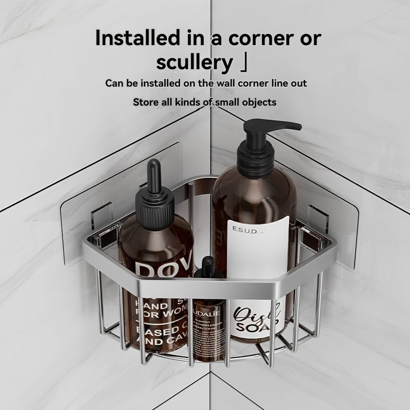 Stainless Steel Kitchen Sink Corner Storage Basket, Bathroom Suction Cup Storage Rack, Vegetable Washing Tray, Drain Rack