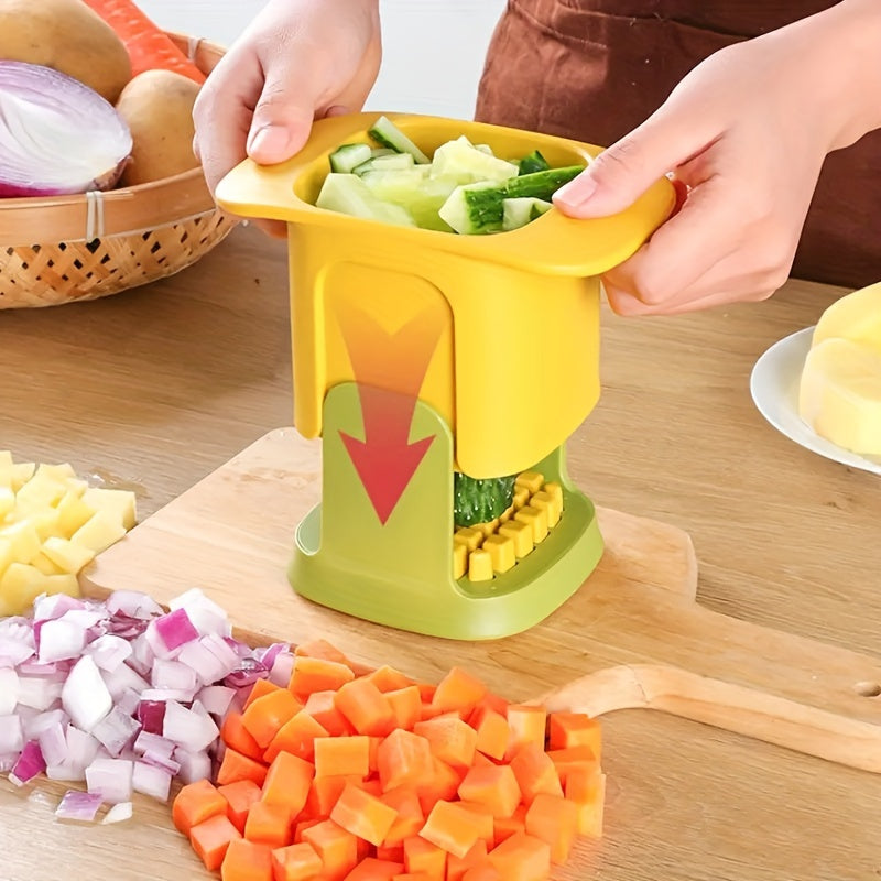 Multi-Function Manual Vegetable Chopper & French Fry Cutter - Durable Stainless Steel and Plastic, Easy-Clean Detachable Design with Large Capacity Storage - Perfect for Onions, Carrots, Potatoes & More - Ideal Kitchen Tool f