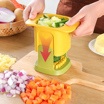 Multi-Function Manual Vegetable Chopper & French Fry Cutter - Durable Stainless Steel and Plastic, Easy-Clean Detachable Design with Large Capacity Storage - Perfect for Onions, Carrots, Potatoes & More - Ideal Kitchen Tool f