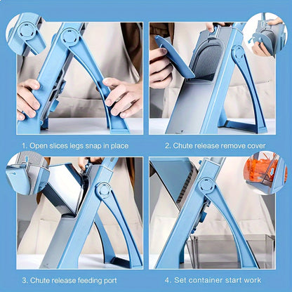 1 Set, Multifunctional Vegetable Cutter for shredding, Slicing,Stripping and Dicing.Vegetable Chopper with Adjustable Blade, Multifunctional Fruit Slicer with Large Volume, Vegetable Slicer with ABS Material, Cutter with Cont