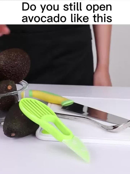 1pc 3-in-1 Avocado Slicer, Shea Corer & Butter Spreader - Green Plastic Kitchen Tool for Effortless Avocado Prep, Food-Safe Vegetable Cutter with Pulp Separator, Perfect for Salads & Sandwiches, Avocado Gifts
