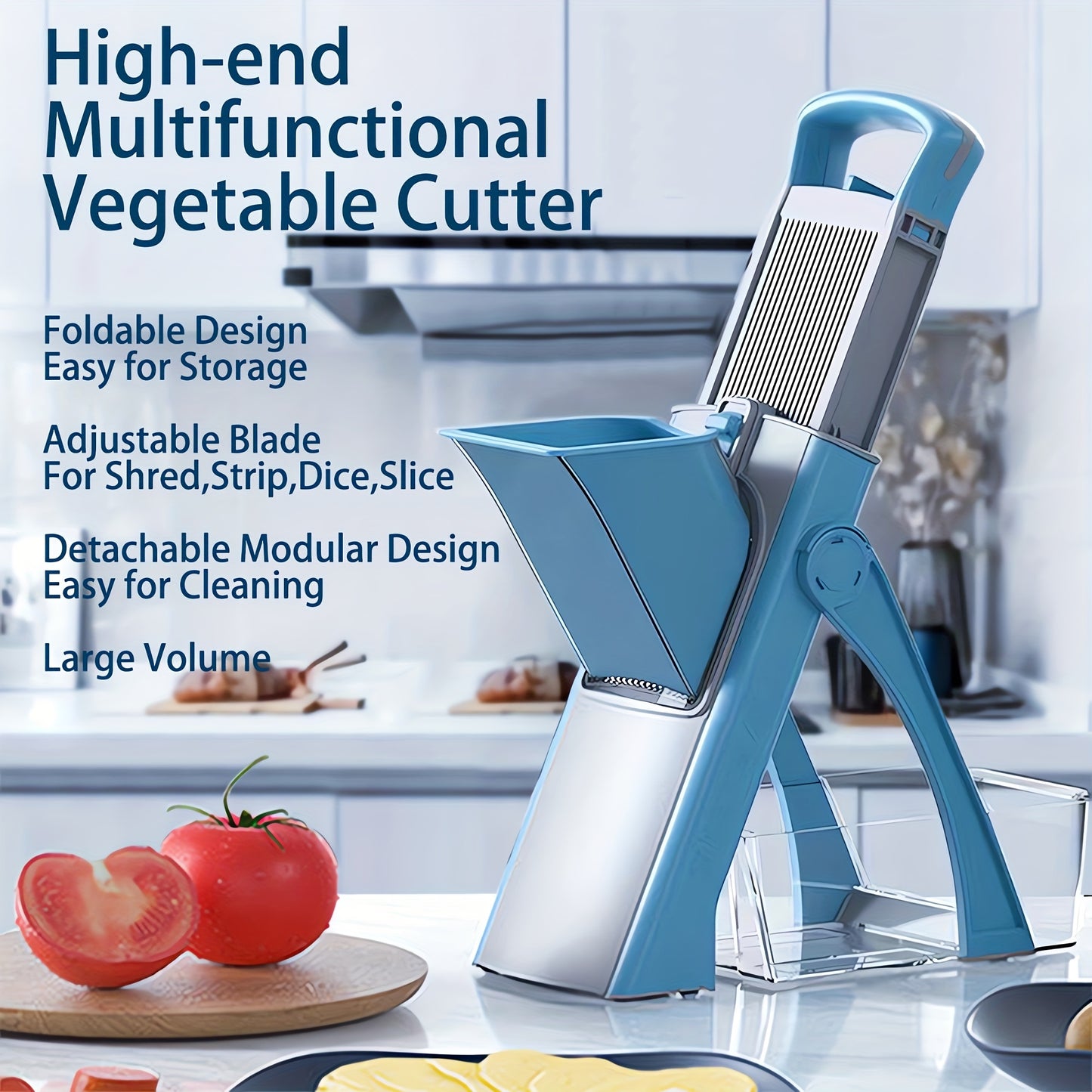 1 Set, Multifunctional Vegetable Cutter for shredding, Slicing,Stripping and Dicing.Vegetable Chopper with Adjustable Blade, Multifunctional Fruit Slicer with Large Volume, Vegetable Slicer with ABS Material, Cutter with Cont
