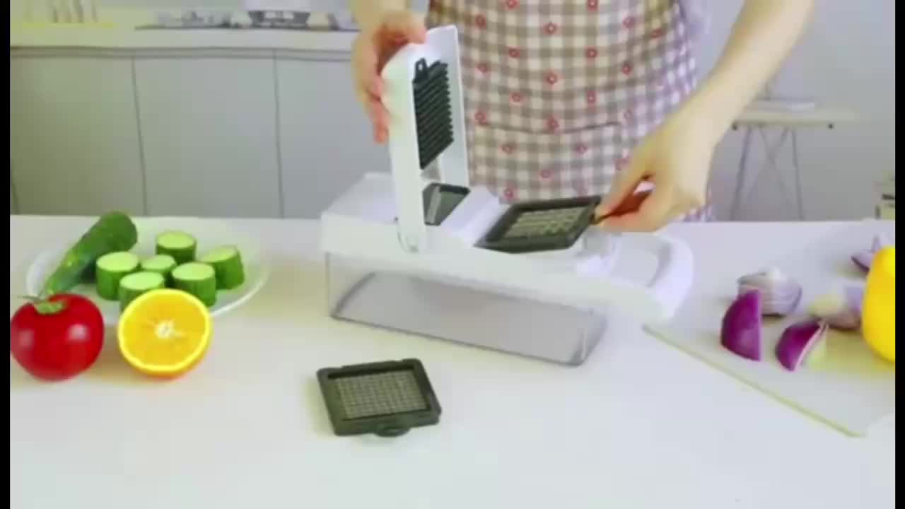 1 Set, 15-in-1 Premium Stainless Steel Vegetable Chopper - Multifunctional Fruit Slicer, Food Grater, Onion Mincer, Potato Shredder with 7 Square Blades, Draining Basket, and Manual Operation for Efficient Kitchen Tasks