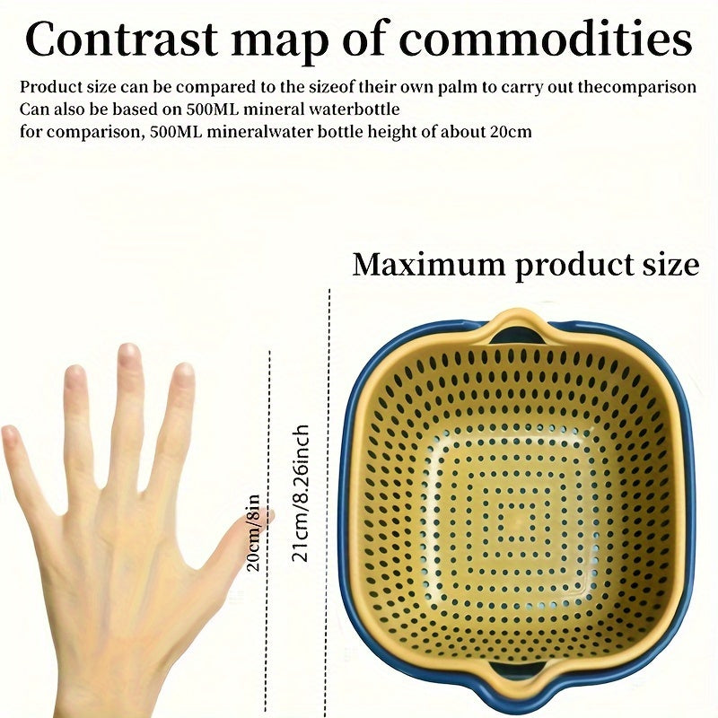 6pcs Kitchen Strainer Double Drain Basket Colander Plastic Dishwashing Bowl Fruit And Vegetable Dishwashing Basket Restaurant Kitchen Special.