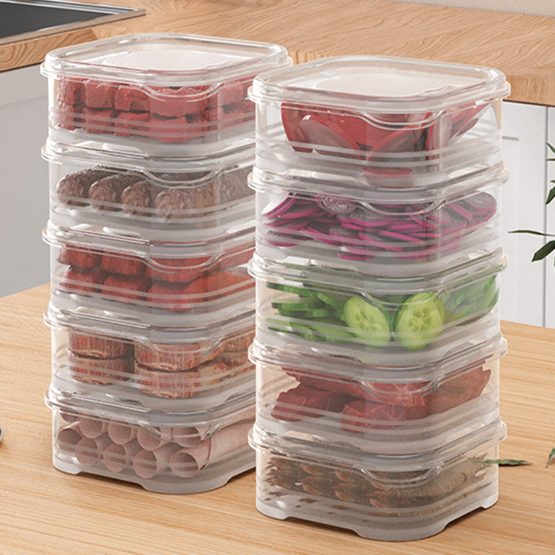 4/8/10pcs Clear Plastic Containers For Refrigerator With Lids, Food Storage Fresh-keeping Box, Dishwasher Safe, Fruit Vegetable Crisper, Dumpling Meat Ginger Garlic Green Onion Food Storage Containers, Home Kitchen Utensil