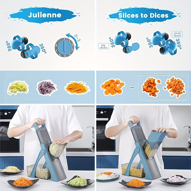 1 Set, Multifunctional Vegetable Cutter for shredding, Slicing,Stripping and Dicing.Vegetable Chopper with Adjustable Blade, Multifunctional Fruit Slicer with Large Volume, Vegetable Slicer with ABS Material, Cutter with Cont