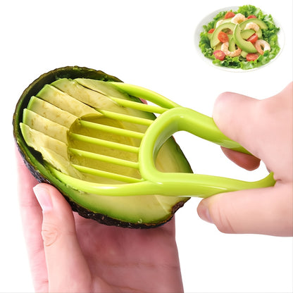 1pc 3-in-1 Avocado Slicer, Shea Corer & Butter Spreader - Green Plastic Kitchen Tool for Effortless Avocado Prep, Food-Safe Vegetable Cutter with Pulp Separator, Perfect for Salads & Sandwiches, Avocado Gifts