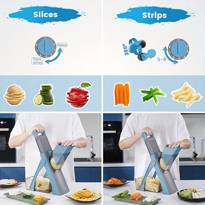 1 Set, Multifunctional Vegetable Cutter for shredding, Slicing,Stripping and Dicing.Vegetable Chopper with Adjustable Blade, Multifunctional Fruit Slicer with Large Volume, Vegetable Slicer with ABS Material, Cutter with Cont
