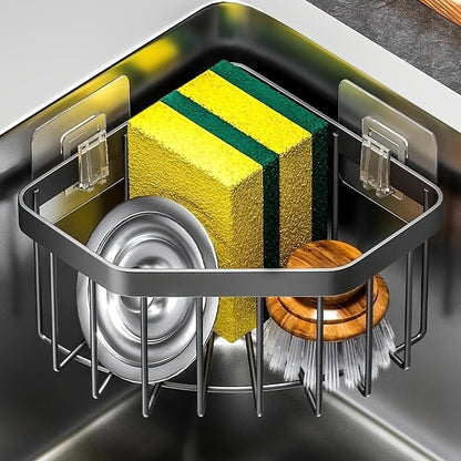 Stainless Steel Kitchen Sink Corner Storage Basket, Bathroom Suction Cup Storage Rack, Vegetable Washing Tray, Drain Rack